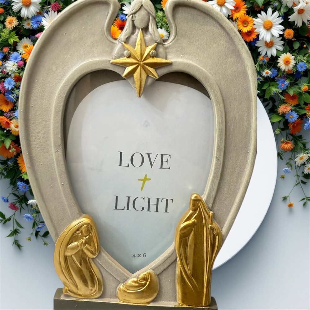 Gold and Cream Picture Frame with Elegant Accents